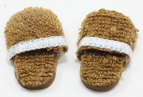 Men's Slippers, Brown with White